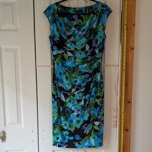 Blue & green floral knee length dress 10